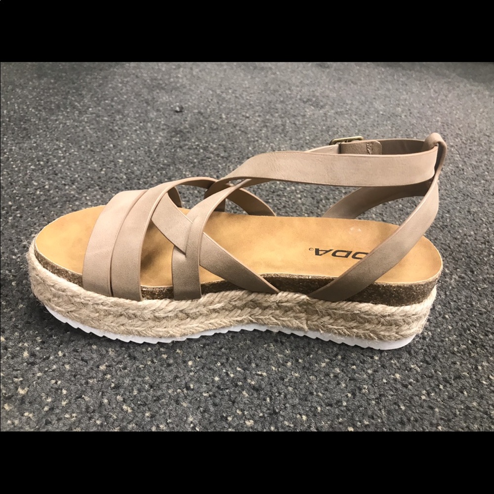 Dark Natural Strappy Flatform Straps Espadrille - Picture 2 of 8